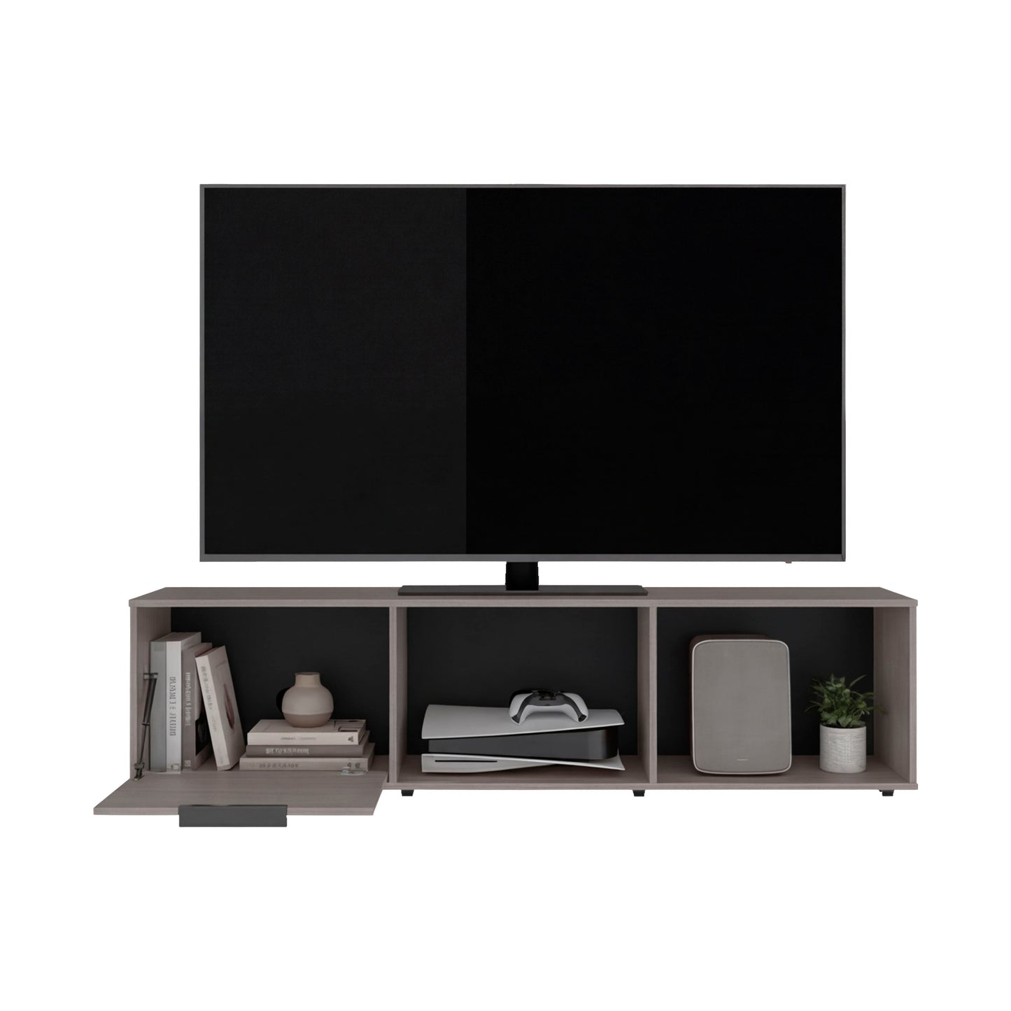 Dorne 65" TV Stand with 4 Open Shelves, 1 Drawer, Modern Media Console for Living Room Entertainment Storage