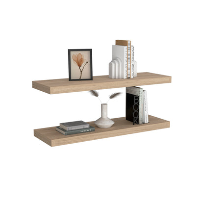 TUHOME Ecco 31.5-Inch Floating Shelves Set of Two with Hidden Brackets, Modern Wall-Mounted Shelves for Bedroom, Bathroom or Living Room Décor, Minimalist Display and Storage Solution for Books, Photos and Accessories