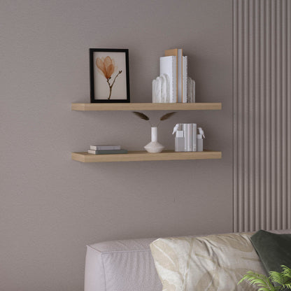 TUHOME Ecco 31.5-Inch Floating Shelves Set of Two with Hidden Brackets, Modern Wall-Mounted Shelves for Bedroom, Bathroom or Living Room Décor, Minimalist Display and Storage Solution for Books, Photos and Accessories