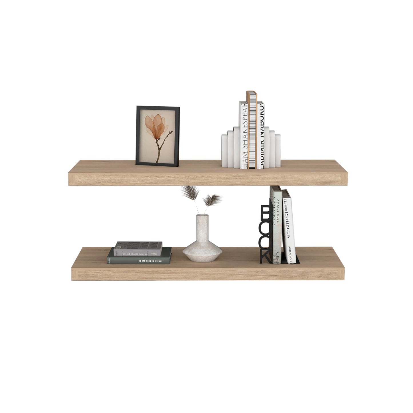 TUHOME Ecco 31.5-Inch Floating Shelves Set of Two with Hidden Brackets, Modern Wall-Mounted Shelves for Bedroom, Bathroom or Living Room Décor, Minimalist Display and Storage Solution for Books, Photos and Accessories