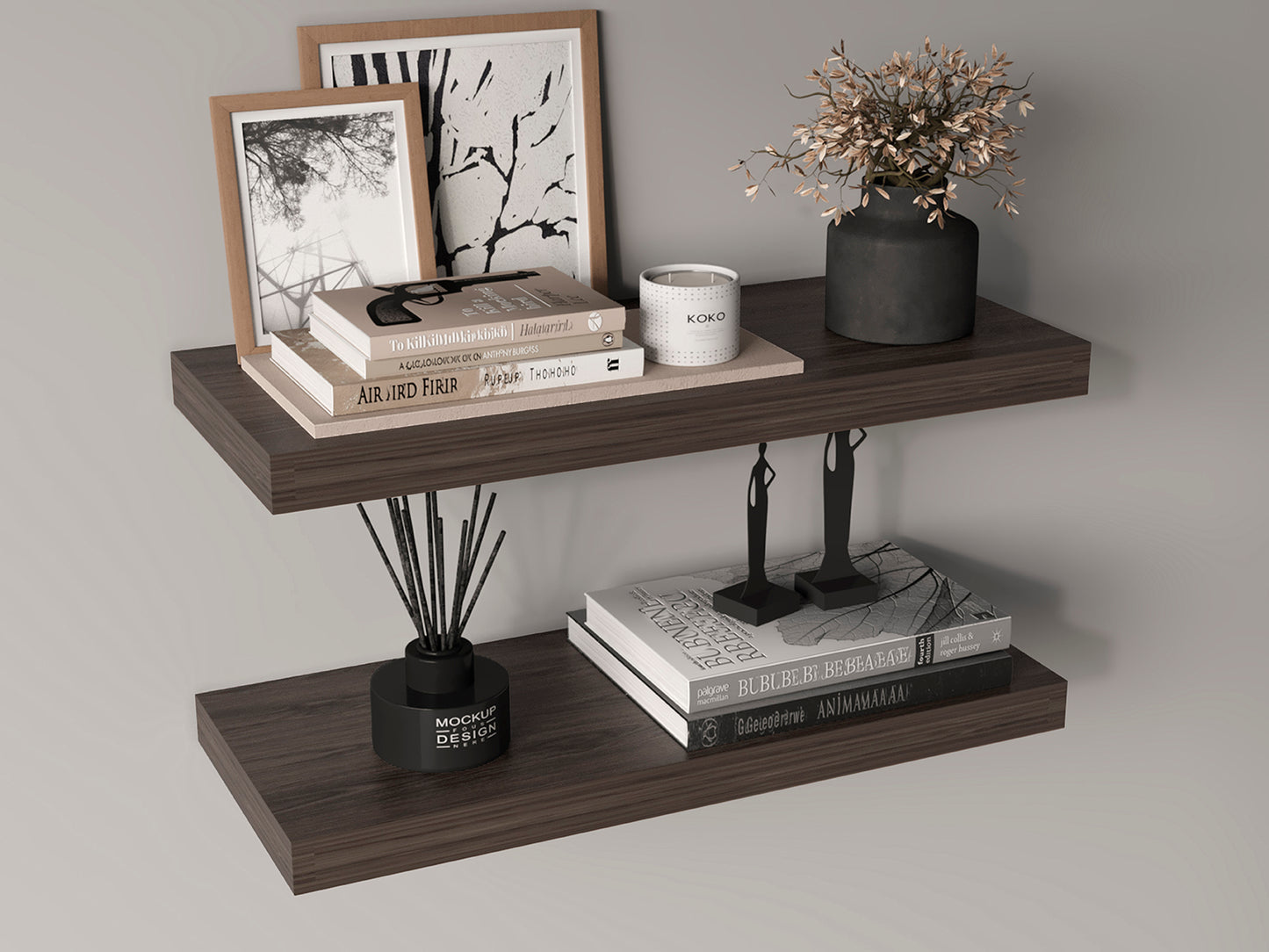 TUHOME Ecco 31.5-Inch Floating Shelves Set of Two with Hidden Brackets, Modern Wall-Mounted Shelves for Bedroom, Bathroom or Living Room Décor, Minimalist Display and Storage Solution for Books, Photos and Accessories