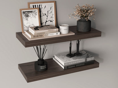 TUHOME Ecco 31.5-Inch Floating Shelves Set of Two with Hidden Brackets, Modern Wall-Mounted Shelves for Bedroom, Bathroom or Living Room Décor, Minimalist Display and Storage Solution for Books, Photos and Accessories