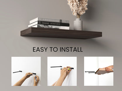 TUHOME Ecco 31.5-Inch Floating Shelves Set of Two with Hidden Brackets, Modern Wall-Mounted Shelves for Bedroom, Bathroom or Living Room Décor, Minimalist Display and Storage Solution for Books, Photos and Accessories