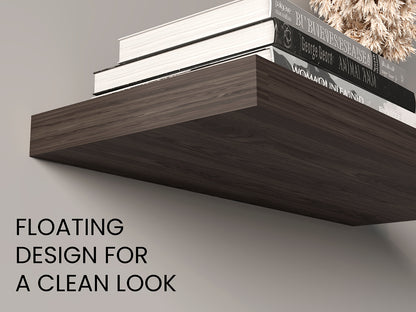 TUHOME Ecco 31.5-Inch Floating Shelves Set of Two with Hidden Brackets, Modern Wall-Mounted Shelves for Bedroom, Bathroom or Living Room Décor, Minimalist Display and Storage Solution for Books, Photos and Accessories