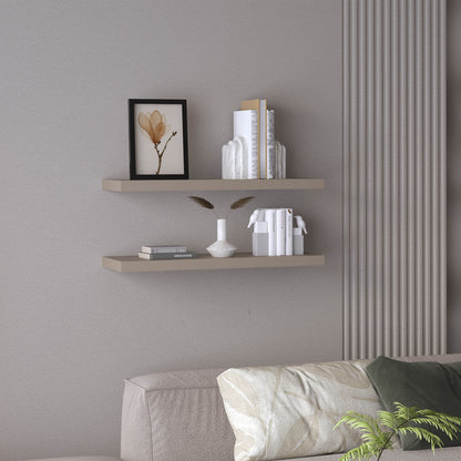 TUHOME Ecco 31.5-Inch Floating Shelves Set of Two with Hidden Brackets, Modern Wall-Mounted Shelves for Bedroom, Bathroom or Living Room Décor, Minimalist Display and Storage Solution for Books, Photos and Accessories