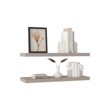 TUHOME Ecco 31.5-Inch Floating Shelves Set of Two with Hidden Brackets, Modern Wall-Mounted Shelves for Bedroom, Bathroom or Living Room Décor, Minimalist Display and Storage Solution for Books, Photos and Accessories