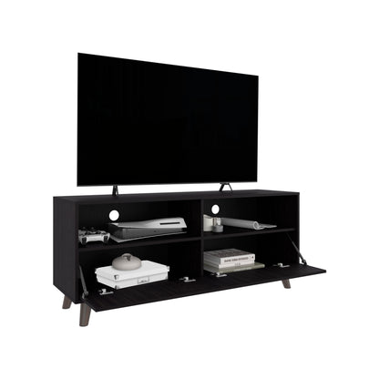 Patrick Tv Stand With Two Doors And Open Storage Shelves, Modern Entertainment Center