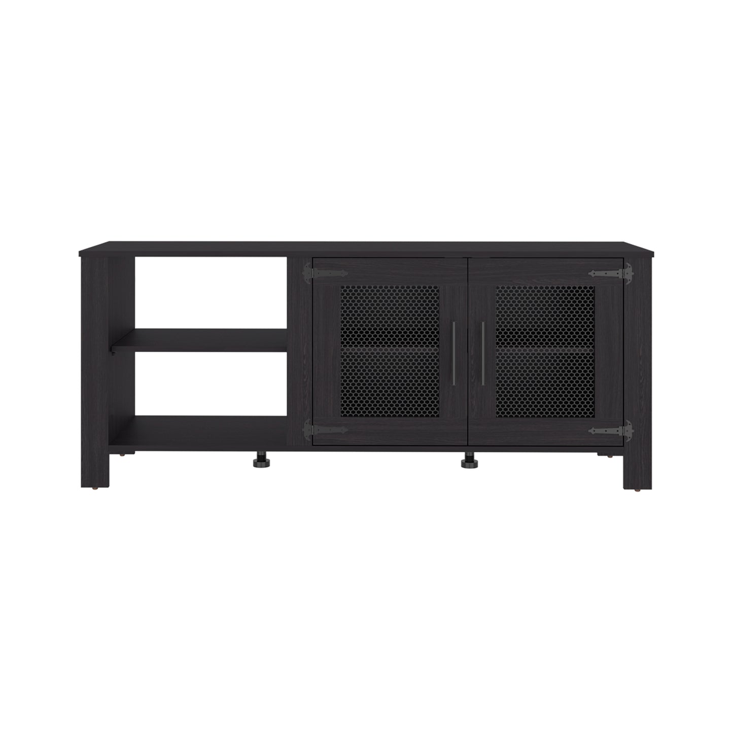 Freedom 65" TV Stand with 5 Open Shelves, 2 Doors, Modern Media Console for Living Room Entertainment Storage