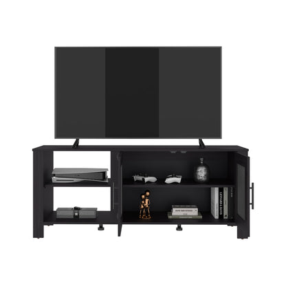 Freedom 65" TV Stand with 5 Open Shelves, 2 Doors, Modern Media Console for Living Room Entertainment Storage