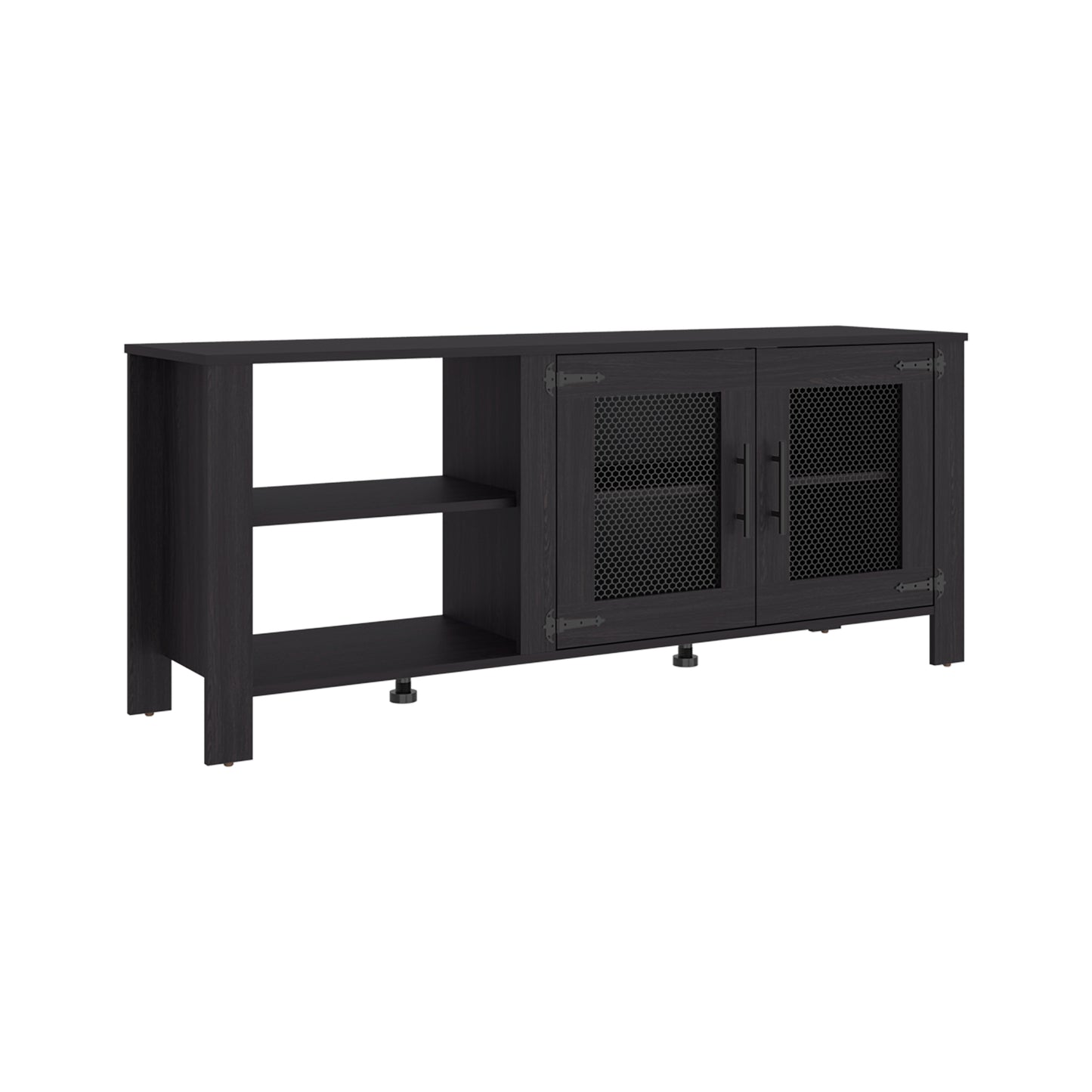 Freedom 65" TV Stand with 5 Open Shelves, 2 Doors, Modern Media Console for Living Room Entertainment Storage