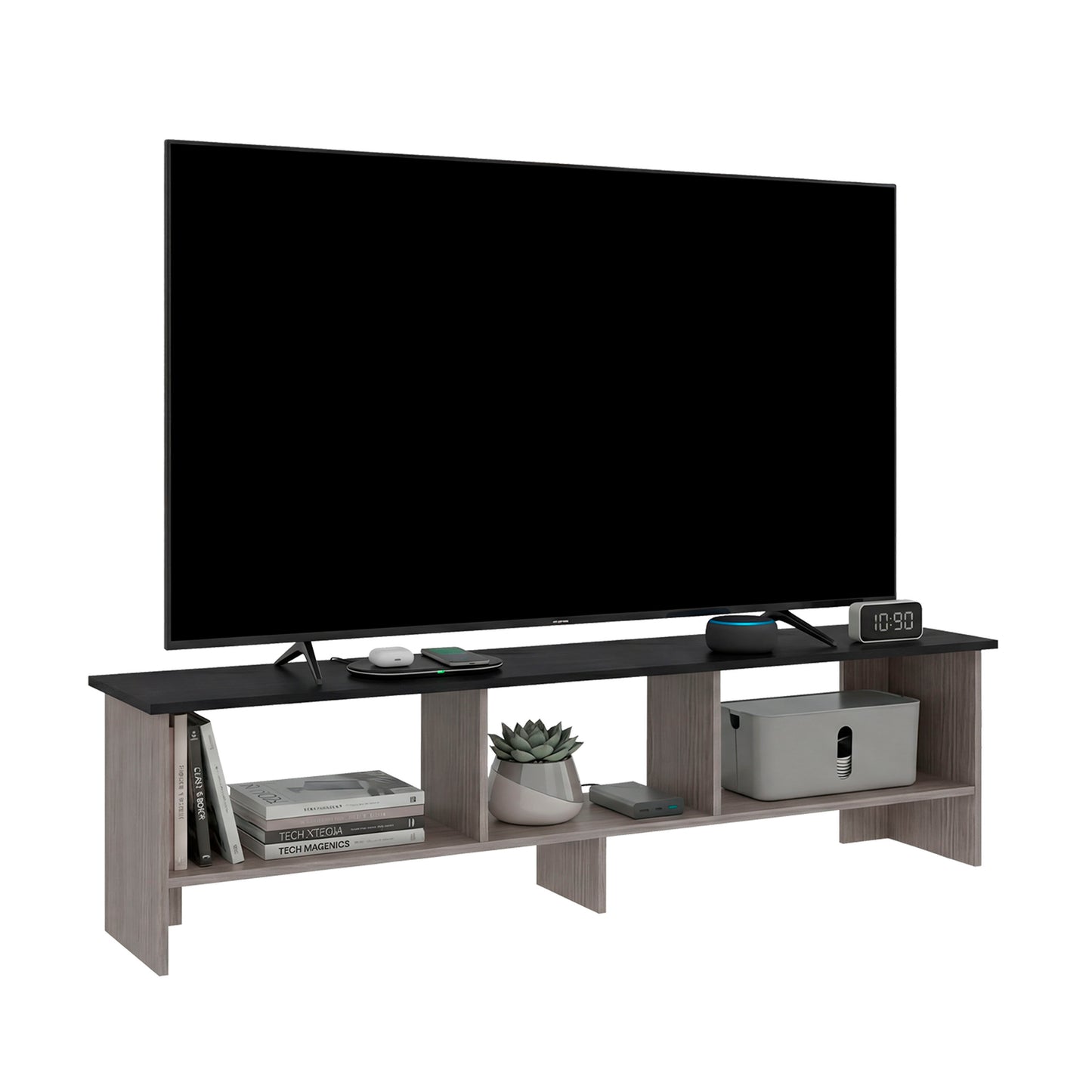 Belga 65" TV Stand with 4 Open Shelves, Modern Media Console for Living Room Entertainment Storage