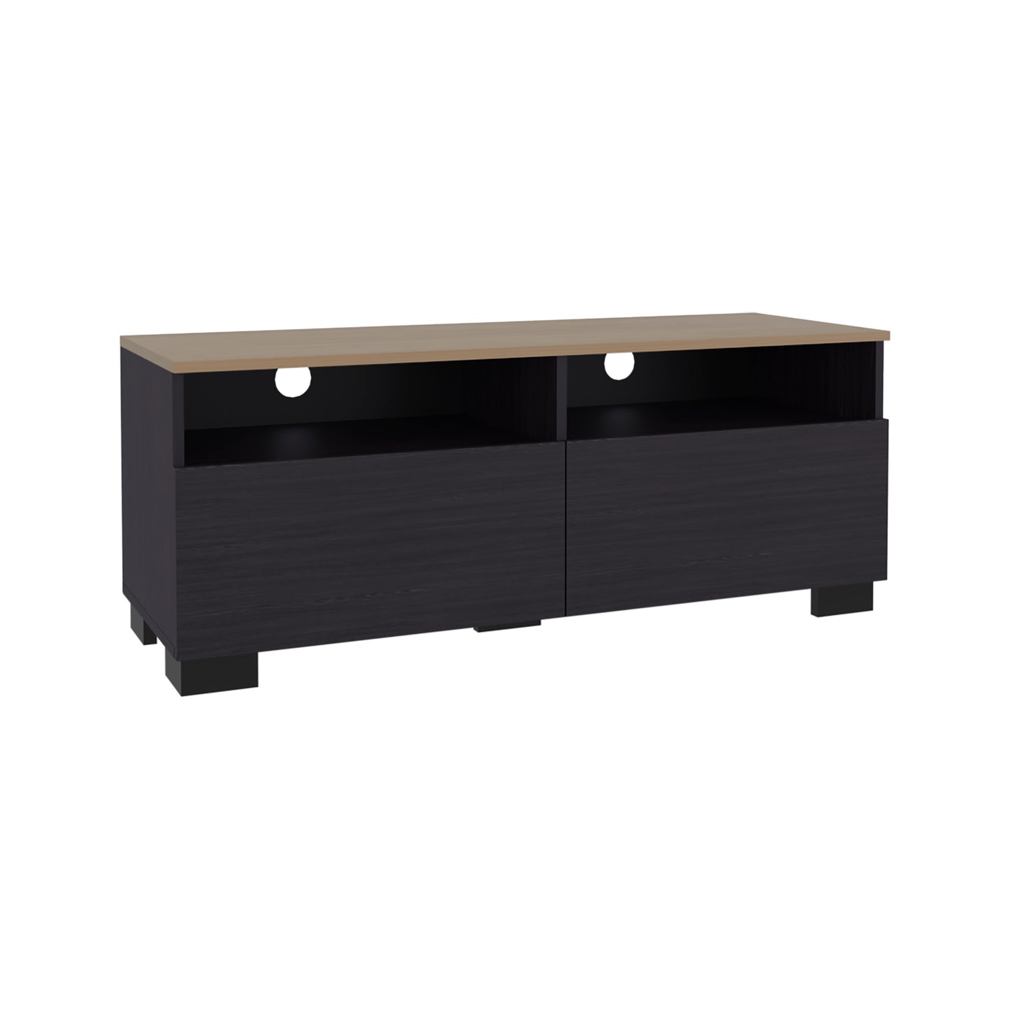 Colman Modern TV Stand with Open Shelves and Compact Profile, Minimalist Media Console for Living Room or Bedroom