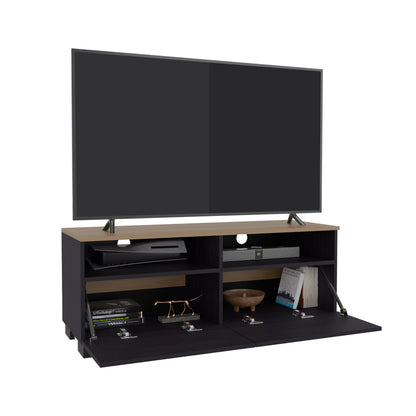 Colman Modern TV Stand with Open Shelves and Compact Profile, Minimalist Media Console for Living Room or Bedroom