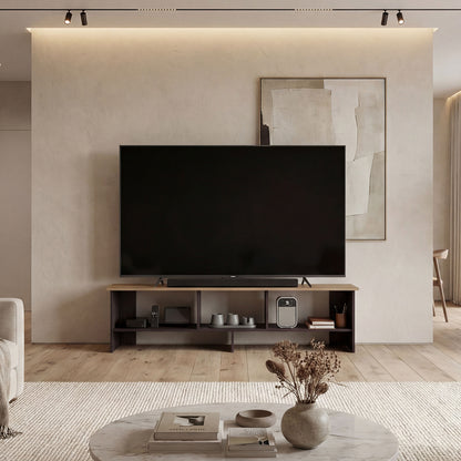Belga 65" TV Stand with 4 Open Shelves, Modern Media Console for Living Room Entertainment Storage