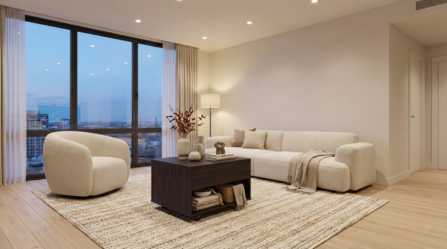 Luanda Lift-Top Coffee Table with Concealed Storage Compartment, Lower Open Shelf, Smooth-Lifting Mechanism and Locking Casters for Mobile Living Room Convenience, Modern Organization and Versatile Everyday Functionality