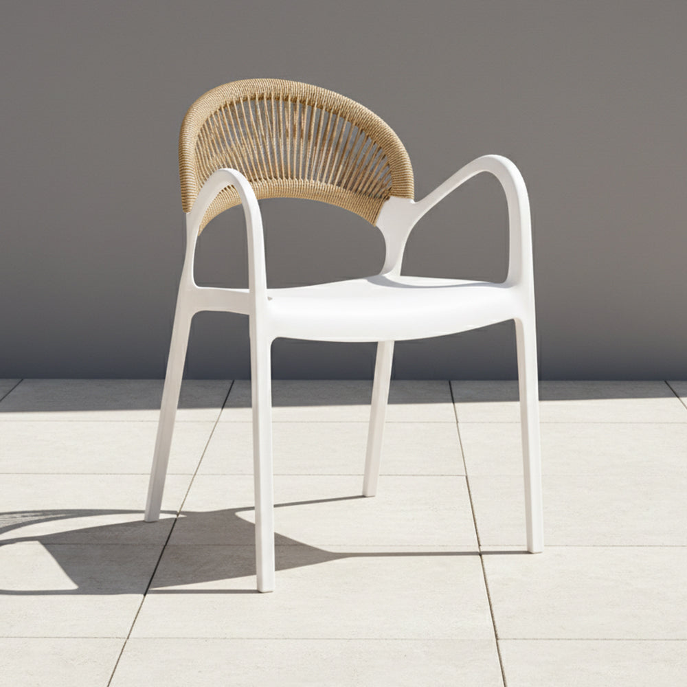 TuHome Daytona Modern Dining Chair, Sophisticated High-Back  - White/Brown