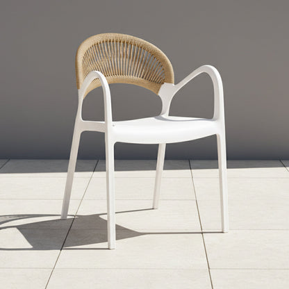 TuHome Daytona Modern Dining Chair, Sophisticated High-Back  - White/Brown