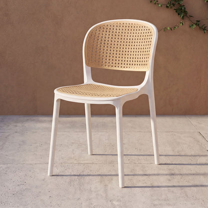TuHome Nest Modern Dining Chair, Sophisticated High-Back Uph - White/Taupe