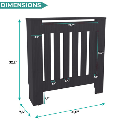 Radiator Cover Linn with Cabinet and Slatted Panel, Modern Home Furniture for Heating Units, Ventilated Decorative Enclosure with Extra Shelf Space, Ideal for Small to Medium Rooms
