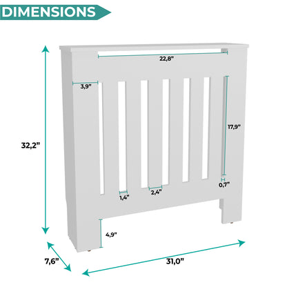 Radiator Cover Linn with Cabinet and Slatted Panel, Modern Home Furniture for Heating Units, Ventilated Decorative Enclosure with Extra Shelf Space, Ideal for Small to Medium Rooms