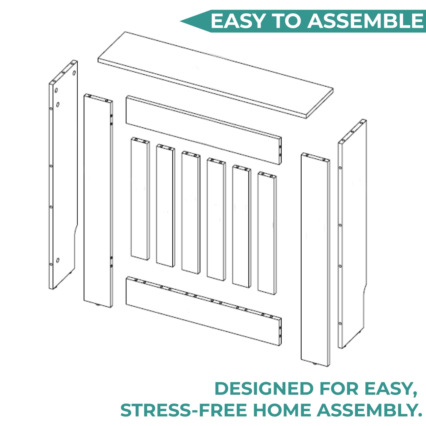 Radiator Cover Linn with Cabinet and Slatted Panel, Modern Home Furniture for Heating Units, Ventilated Decorative Enclosure with Extra Shelf Space, Ideal for Small to Medium Rooms