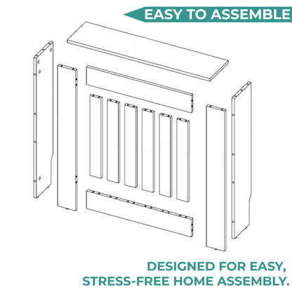Radiator Cover Linn with Cabinet and Slatted Panel, Modern Home Furniture for Heating Units, Ventilated Decorative Enclosure with Extra Shelf Space, Ideal for Small to Medium Rooms