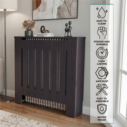 Radiator Cover Linn with Cabinet and Slatted Panel, Modern Home Furniture for Heating Units, Ventilated Decorative Enclosure with Extra Shelf Space, Ideal for Small to Medium Rooms