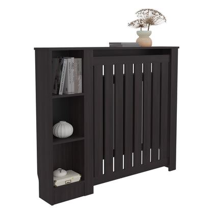 Radiator Cover Cabinet Joseph with Slatted Frame and 3 Shelves, Decorative Heater Cover, Modern Furniture Accent for Living Rooms, Hallways, and Bedrooms, Space-Saving Storage Solution