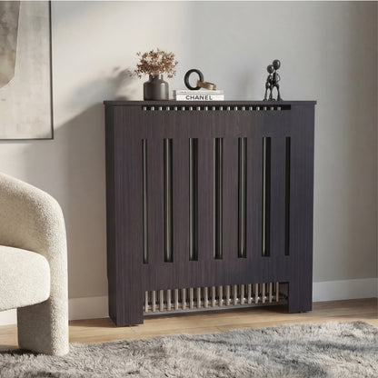 Radiator Cover Linn with Cabinet and Slatted Panel, Modern Home Furniture for Heating Units, Ventilated Decorative Enclosure with Extra Shelf Space, Ideal for Small to Medium Rooms
