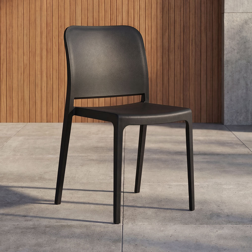 TuHome Triveca Mid-Century Modern Dining Chair, Luxe Upholst - Black