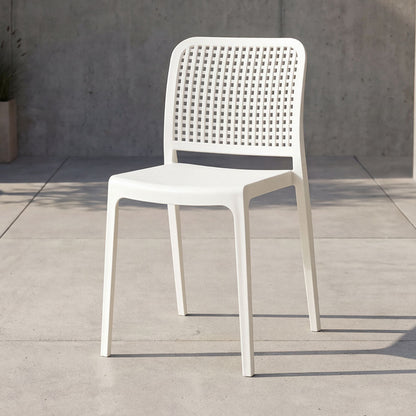TuHome Bronx Industrial Accent Chair, Modern Urban Dining Ch - White