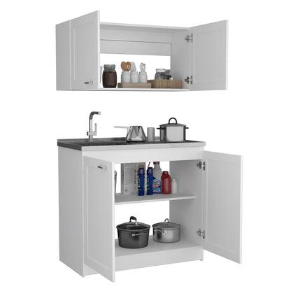 TUHOME Zurich Cabinet Set with Double Door Cabinet, Two Interior Shelves, Spacious Storage and Superior Top Surface for Organized Kitchen Spaces, Freestanding Solution for Home Efficiency and Daily Convenience