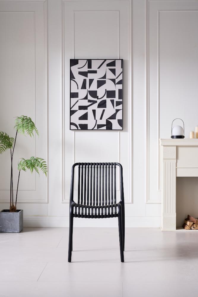 TuHome Terra Modern Dining Chair, Sophisticated High-Back Up - Black