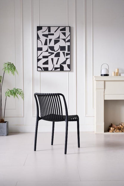 TuHome Terra Modern Dining Chair, Sophisticated High-Back Up - Black
