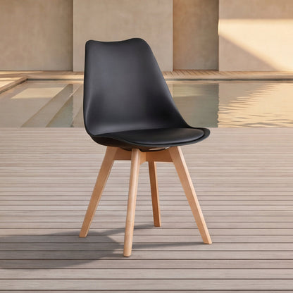 TuHome Fyn Modern Dining Chair, Scandinavian Style Upholster - Black