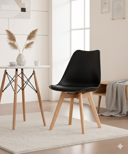 TuHome Fyn Modern Dining Chair, Scandinavian Style Upholster - Black