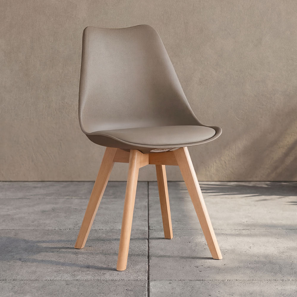 TuHome Fyn Modern Dining Chair, Scandinavian Style Upholster - Taupe