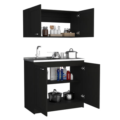 TUHOME Zurich Cabinet Set with Double Door Cabinet, Two Interior Shelves, Spacious Storage and Superior Top Surface for Organized Kitchen Spaces, Freestanding Solution for Home Efficiency and Daily Convenience