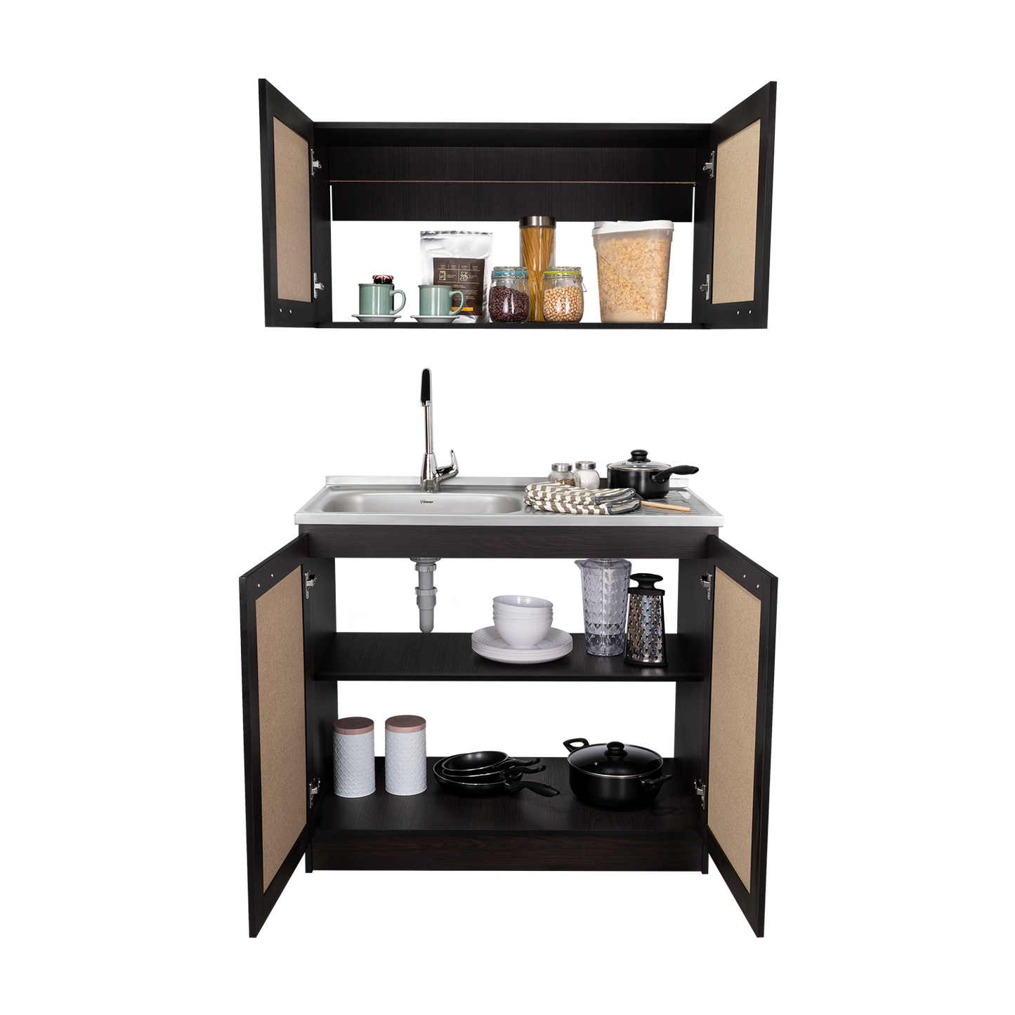 TUHOME Zurich Cabinet Set with Double Door Cabinet, Two Interior Shelves, Spacious Storage and Superior Top Surface for Organized Kitchen Spaces, Freestanding Solution for Home Efficiency and Daily Convenience