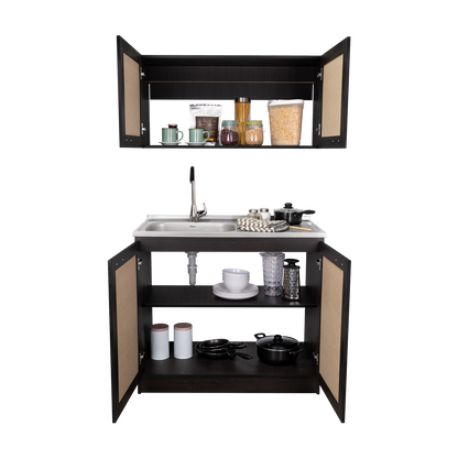 TUHOME Zurich Cabinet Set with Double Door Cabinet, Two Interior Shelves, Spacious Storage and Superior Top Surface for Organized Kitchen Spaces, Freestanding Solution for Home Efficiency and Daily Convenience