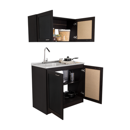 TUHOME Zurich Cabinet Set with Double Door Cabinet, Two Interior Shelves, Spacious Storage and Superior Top Surface for Organized Kitchen Spaces, Freestanding Solution for Home Efficiency and Daily Convenience