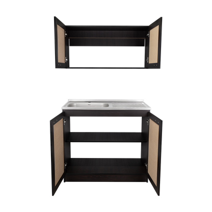 TUHOME Zurich Cabinet Set with Double Door Cabinet, Two Interior Shelves, Spacious Storage and Superior Top Surface for Organized Kitchen Spaces, Freestanding Solution for Home Efficiency and Daily Convenience