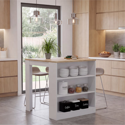 Tuhome Kitchen Counter with Spacious Storage, Open Shelves, Modern and Functional Design, Ideal for Kitchens, Dining Rooms, or Utility Spaces
