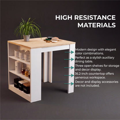 Tuhome Kitchen Counter with Spacious Storage, Open Shelves, Modern and Functional Design, Ideal for Kitchens, Dining Rooms, or Utility Spaces