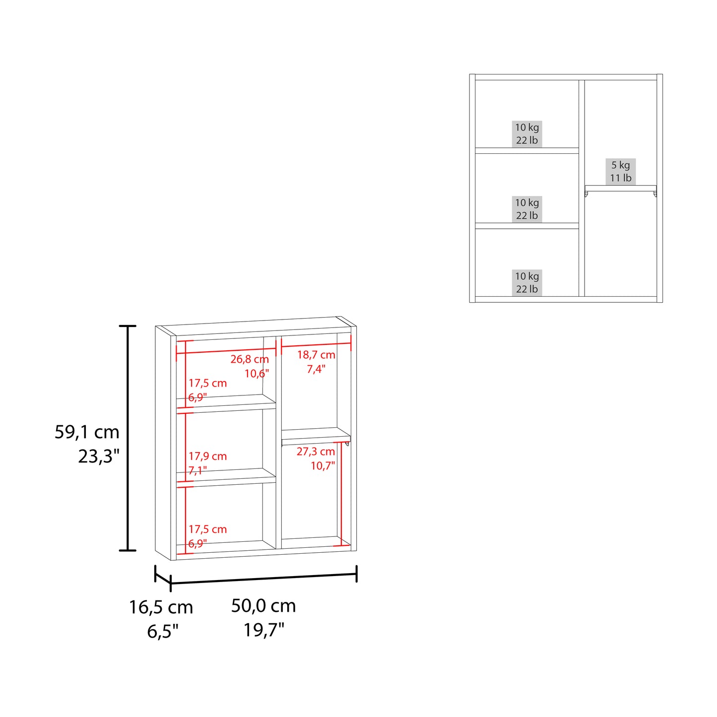 Tiuna Wall-Mounted Mirror Medicine Cabinet with 5 Interior Shelves, Double Doors, Built-In Organizer, Modern Space-Saving Design for Toiletries & Essentials
