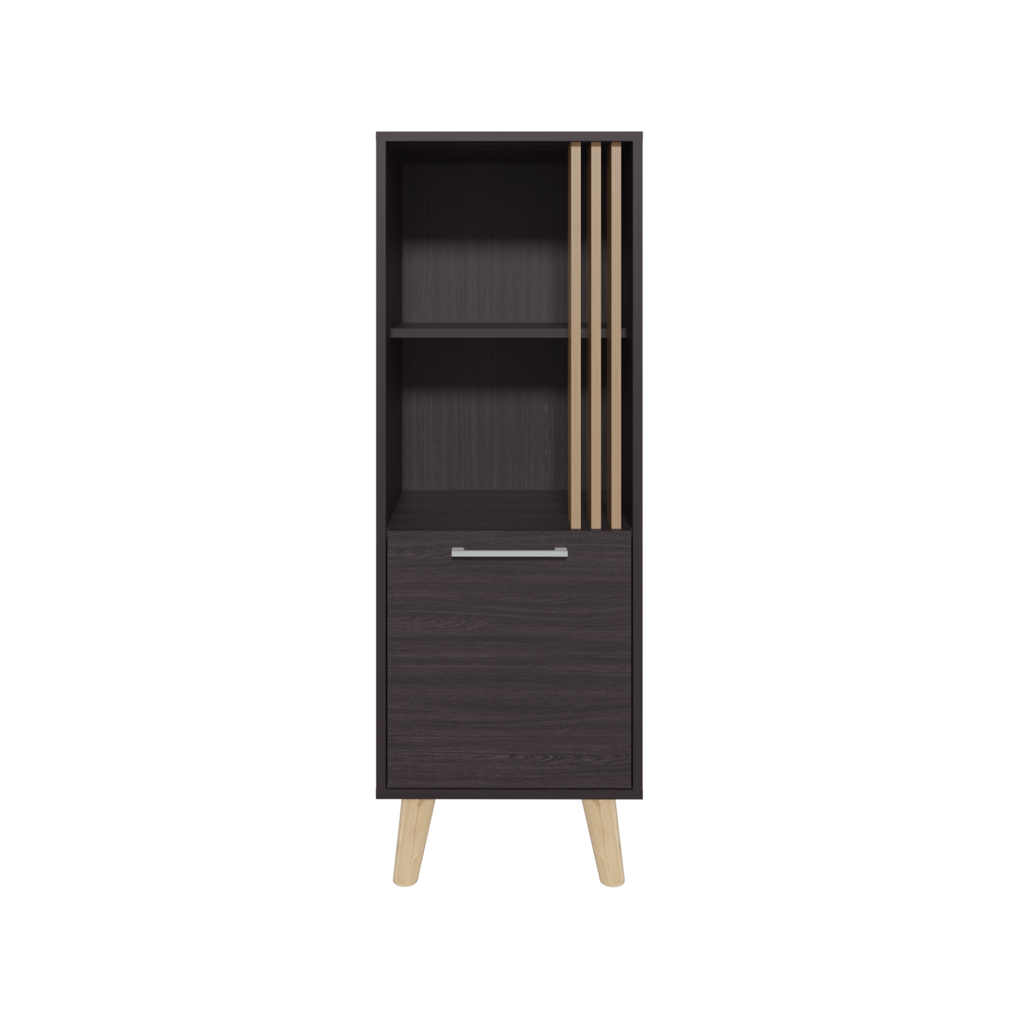 Vance 47" High One Door Cabinet with Two Open Shelves Dark Wengue - Light Oak