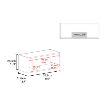 Wally 30" Wide x 12"H Open Wall Cabinet, Wall Shelf, Storage Cabinet, Cube Shelf Bedroom, Office, Living Room, Garage