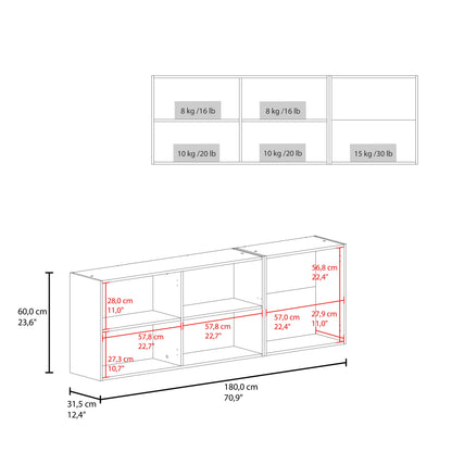 Ely Wall-Mounted Kitchen 5-Door Cabinet with Interior Storag - Wengue