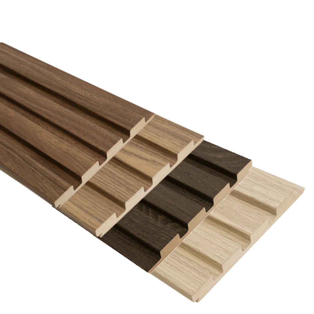 Modern MDF Wall Panel - Textured Surface for Noise Reduction, Honey Oak Finish, 0.71" Depth, 7.94" Width, 96.06" Height, Easy Installation