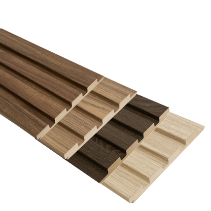 Modern MDF Wall Panel - Textured Surface for Noise Reduction, Honey Oak Finish, 0.71" Depth, 7.94" Width, 96.06" Height, Easy Installation